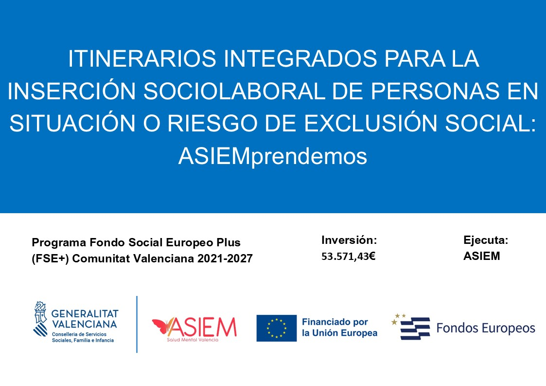 Cartel del anuncio de los itinerarios integrados para la inserción sociolaboral de personas en situación o riesgo de exclusión social